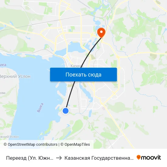 Переезд (Ул. Южно-Промышленная) to Казанская Государственная Ветеринарная Академия map