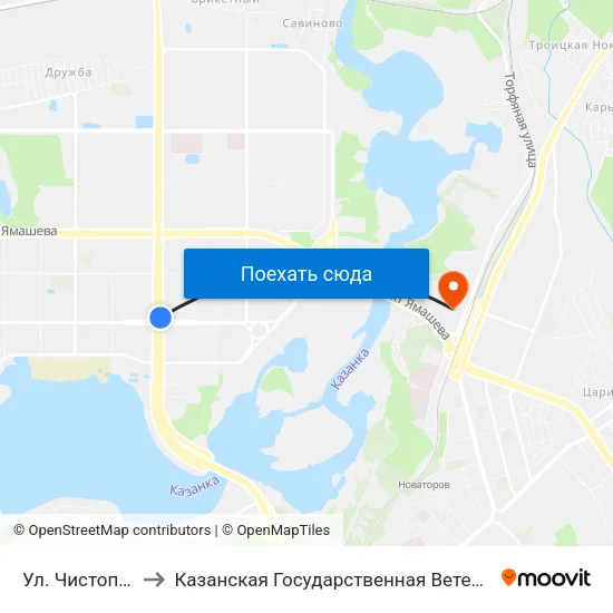 Ул. Чистопольская to Казанская Государственная Ветеринарная Академия map