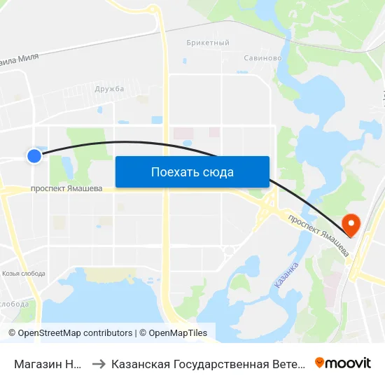 Магазин Новинка-1 to Казанская Государственная Ветеринарная Академия map