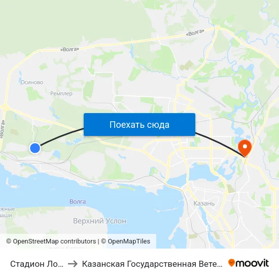 Стадион Локоматив to Казанская Государственная Ветеринарная Академия map