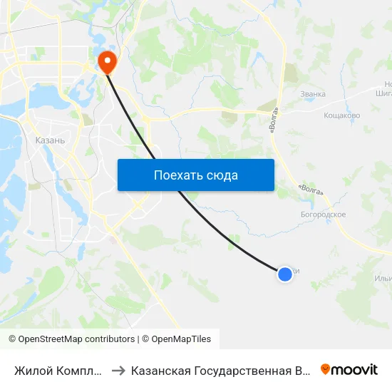 Жилой Комплекс Светлый to Казанская Государственная Ветеринарная Академия map