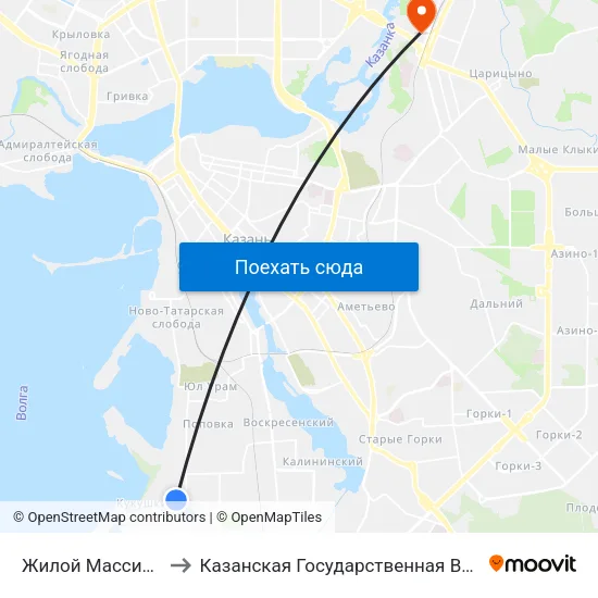 Жилой Массив Кукушкино to Казанская Государственная Ветеринарная Академия map