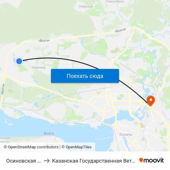 Осиновская Гимназия to Казанская Государственная Ветеринарная Академия map