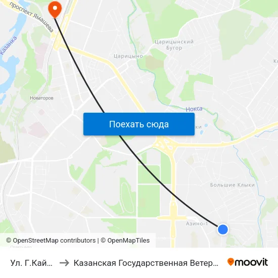 Ул. Г.Кайбицкой to Казанская Государственная Ветеринарная Академия map