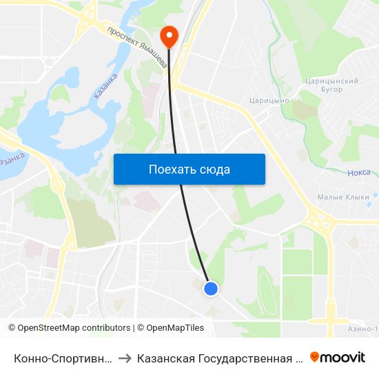 Конно-Спортивный Комплекс-2 to Казанская Государственная Ветеринарная Академия map