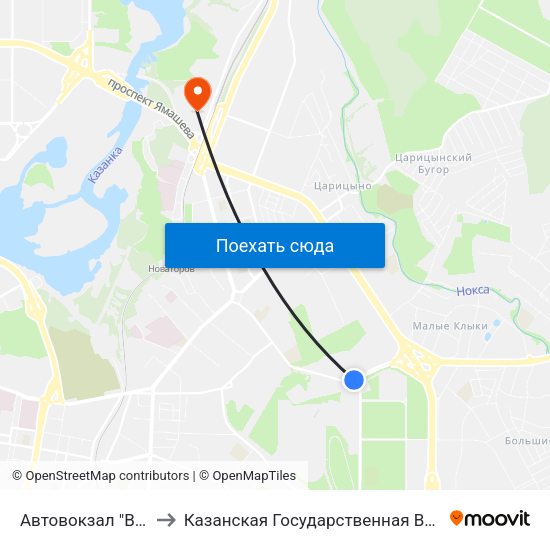 Автовокзал "Восточный"-1 to Казанская Государственная Ветеринарная Академия map