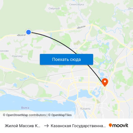 Жилой Массив Краснооктябрьский to Казанская Государственная Ветеринарная Академия map
