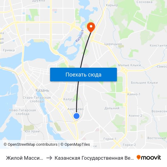 Жилой Массив Ометьево to Казанская Государственная Ветеринарная Академия map