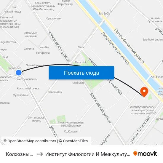 Колхозный Рынок-4 to Институт Филологии И Межкультурной Коммуникации Кфу map