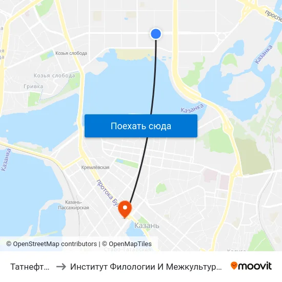 Татнефть Арена to Институт Филологии И Межкультурной Коммуникации Кфу map
