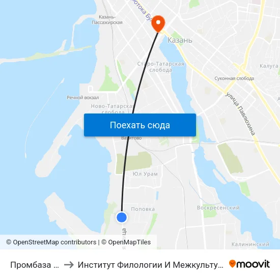 Промбаза Ласточка to Институт Филологии И Межкультурной Коммуникации Кфу map