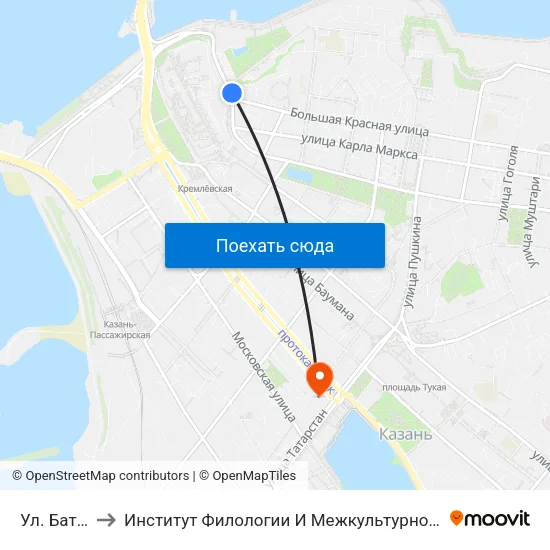 Ул. Батурина to Институт Филологии И Межкультурной Коммуникации Кфу map