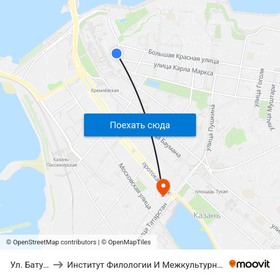 Ул. Батурина-1 to Институт Филологии И Межкультурной Коммуникации Кфу map