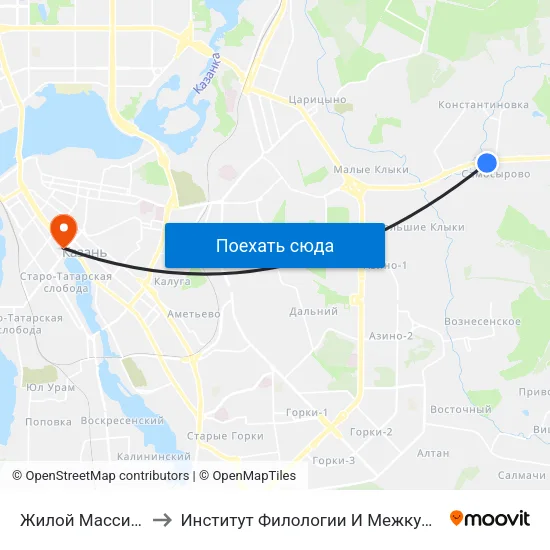 Жилой Массив Самосырово to Институт Филологии И Межкультурной Коммуникации Кфу map