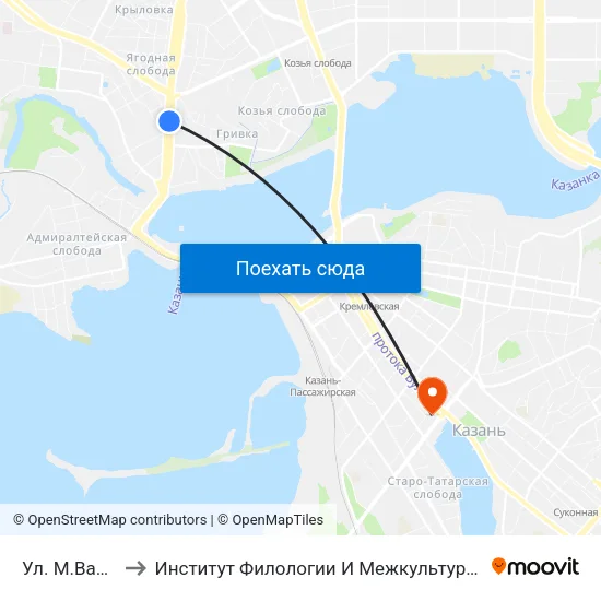 Ул. М.Вахитова-4 to Институт Филологии И Межкультурной Коммуникации Кфу map