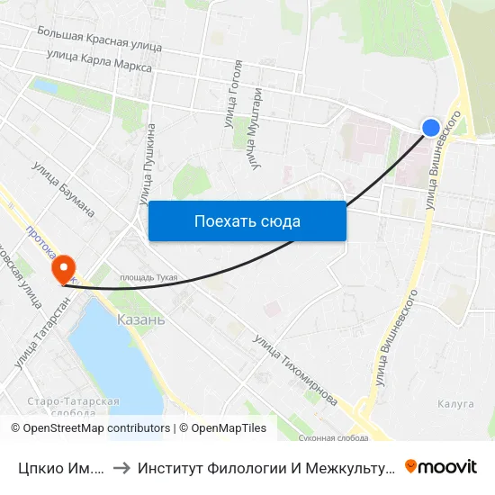 Цпкио Им. Горького to Институт Филологии И Межкультурной Коммуникации Кфу map