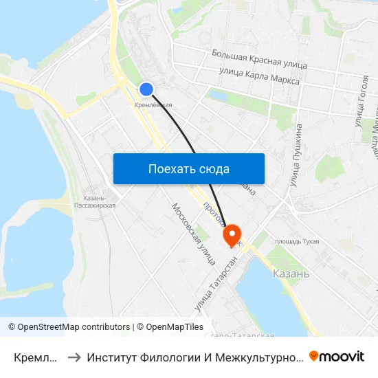 Кремлевская to Институт Филологии И Межкультурной Коммуникации Кфу map