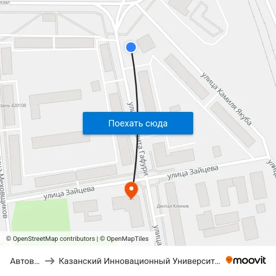 Автовокзал-3 to Казанский Инновационный Университет Имени В.Г Тимирясова (Иэуп) map