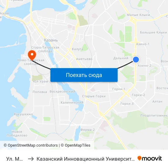 Ул. Минская-3 to Казанский Инновационный Университет Имени В.Г Тимирясова (Иэуп) map