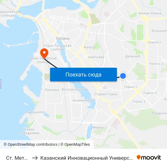Ст. Метро Горки-5 to Казанский Инновационный Университет Имени В.Г Тимирясова (Иэуп) map