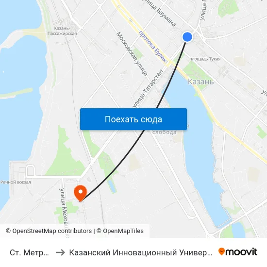 Ст. Метро Пл.Г.Тукая to Казанский Инновационный Университет Имени В.Г Тимирясова (Иэуп) map