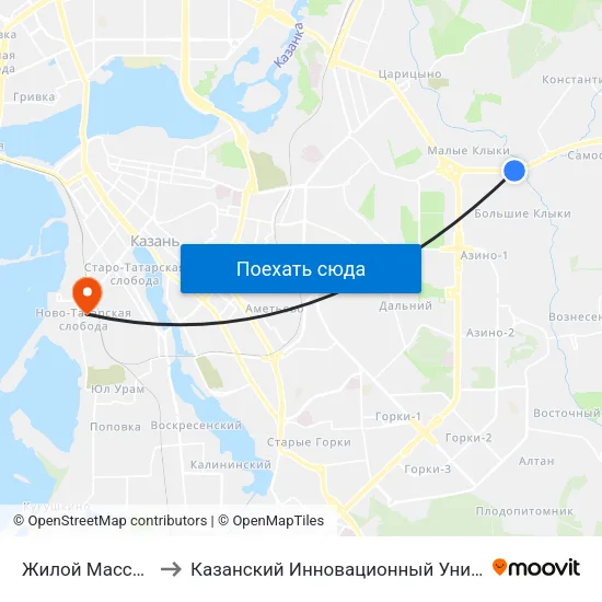 Жилой Массив Большие Клыки to Казанский Инновационный Университет Имени В.Г Тимирясова (Иэуп) map