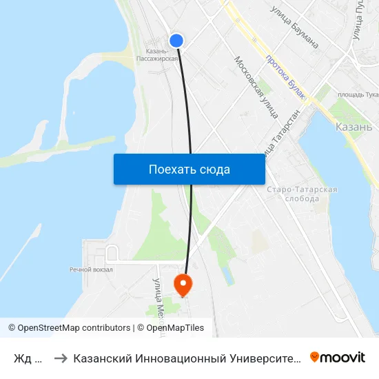 Жд Вокзал to Казанский Инновационный Университет Имени В.Г Тимирясова (Иэуп) map