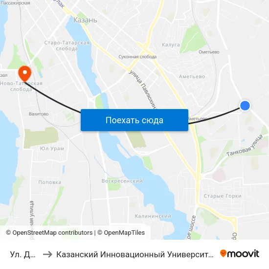 Ул. Даурская to Казанский Инновационный Университет Имени В.Г Тимирясова (Иэуп) map