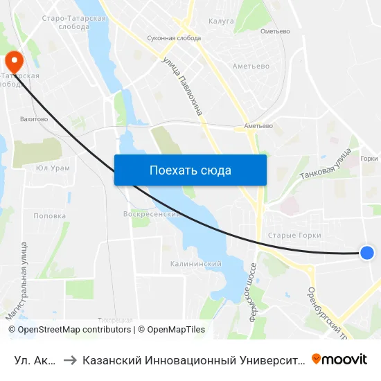 Ул. Ак.Парина to Казанский Инновационный Университет Имени В.Г Тимирясова (Иэуп) map
