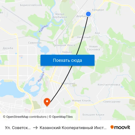 Ул. Советская to Казанский Кооперативный Институт map