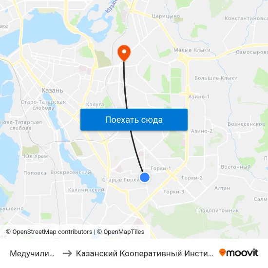 Медучилище to Казанский Кооперативный Институт map