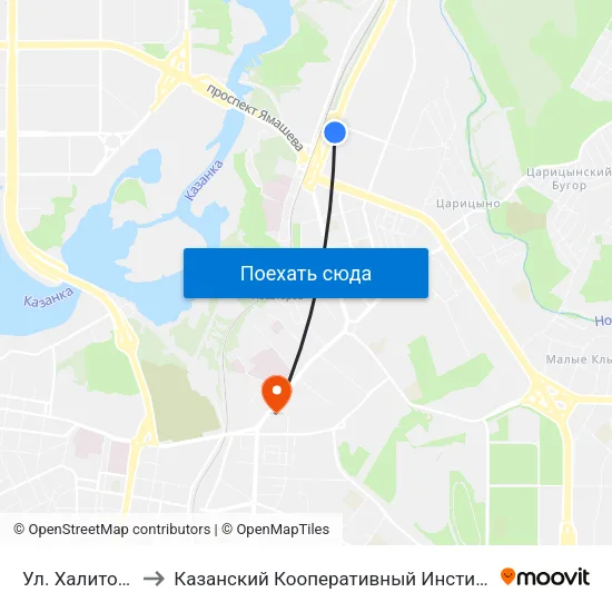 Ул. Халитова to Казанский Кооперативный Институт map
