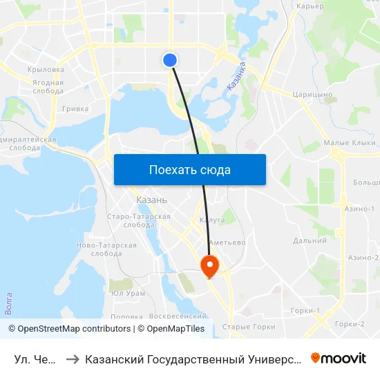 Ул. Четаева-1 to Казанский Государственный Университет Культуры И Искусств map