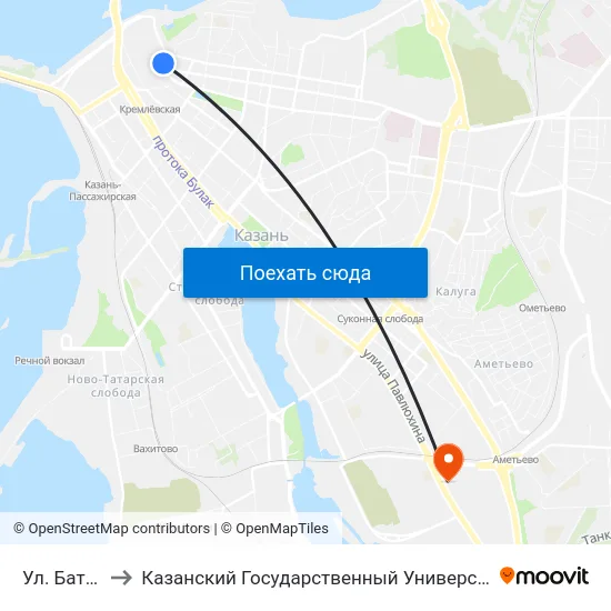 Ул. Батурина-1 to Казанский Государственный Университет Культуры И Искусств map