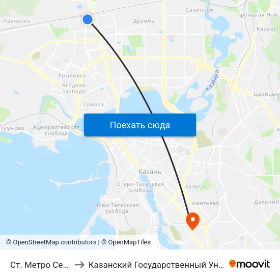 Ст. Метро Северный Вокзал to Казанский Государственный Университет Культуры И Искусств map