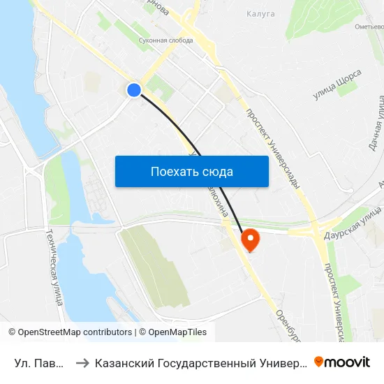 Ул. Павлюхина-1 to Казанский Государственный Университет Культуры И Искусств map