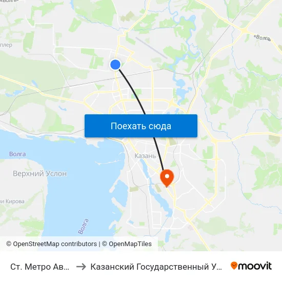 Ст. Метро Авиастроительная to Казанский Государственный Университет Культуры И Искусств map