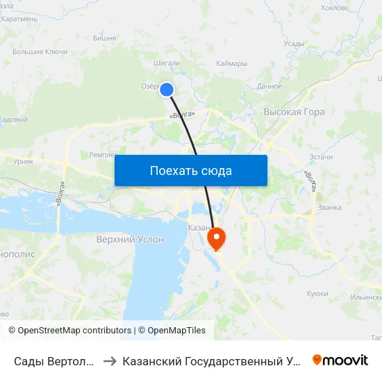 Сады Вертолетного Завода-1 to Казанский Государственный Университет Культуры И Искусств map