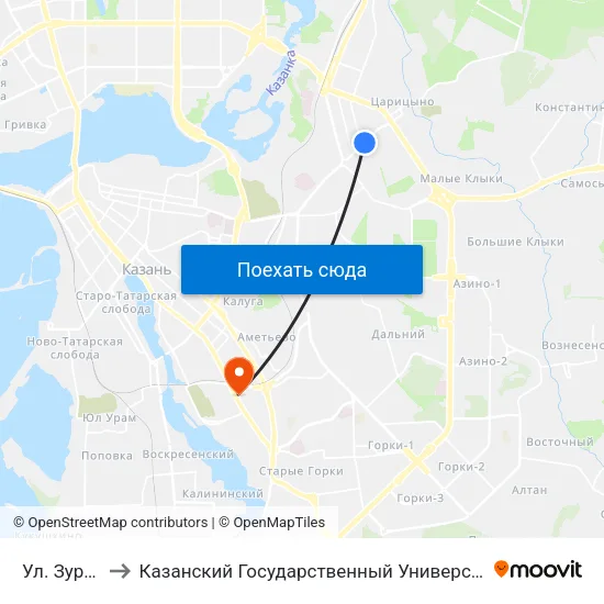 Ул. Зур Урам-1 to Казанский Государственный Университет Культуры И Искусств map