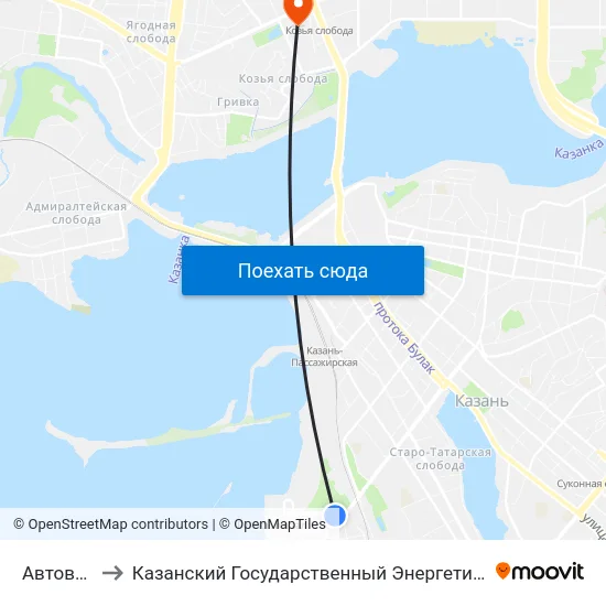 Автовокзал to Казанский Государственный Энергетический Университет map