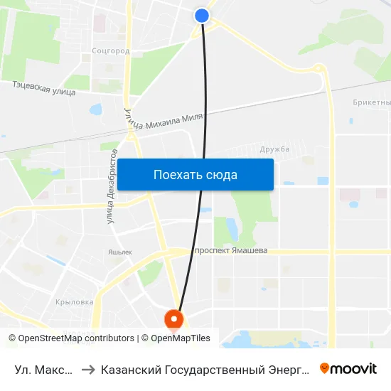 Ул. Максимова-4 to Казанский Государственный Энергетический Университет map