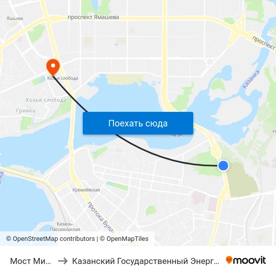 Мост Миллениум to Казанский Государственный Энергетический Университет map