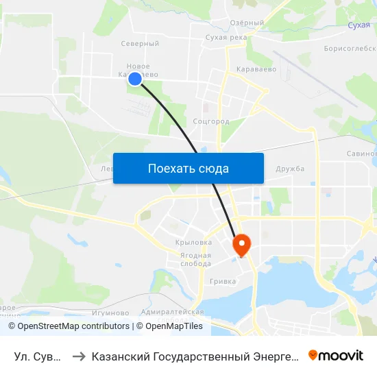 Ул. Суворова-2 to Казанский Государственный Энергетический Университет map