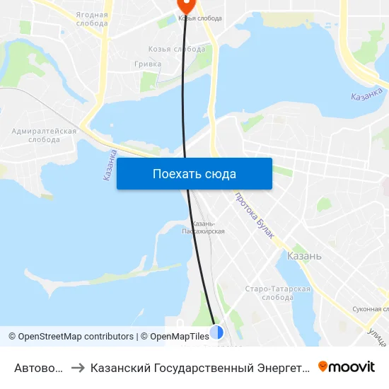 Автовокзал-3 to Казанский Государственный Энергетический Университет map