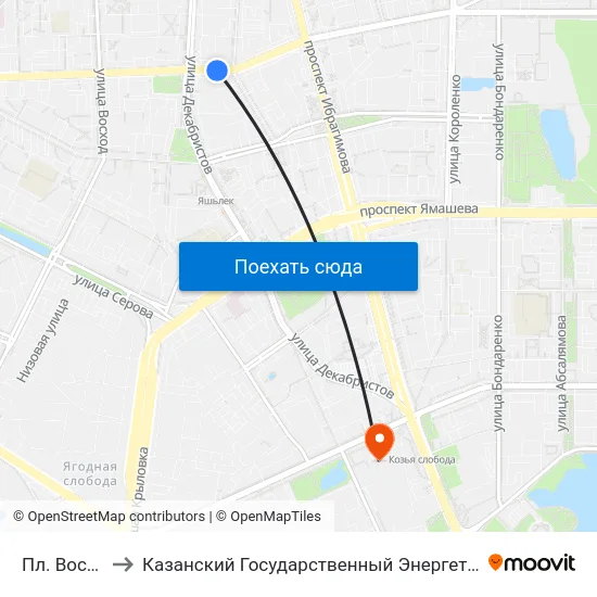 Пл. Восстания to Казанский Государственный Энергетический Университет map