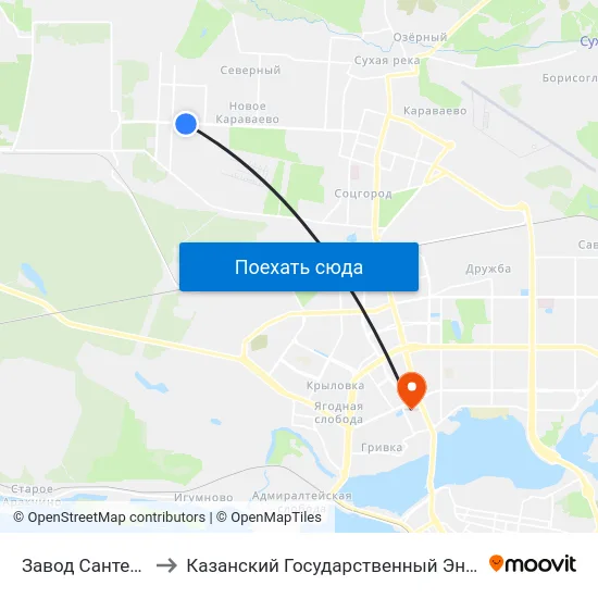 Завод Сантехзаготовка-3 to Казанский Государственный Энергетический Университет map