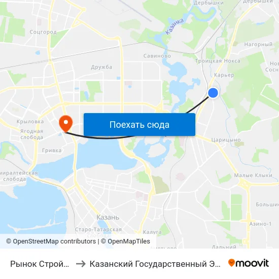 Рынок Стройматериалов-1 to Казанский Государственный Энергетический Университет map