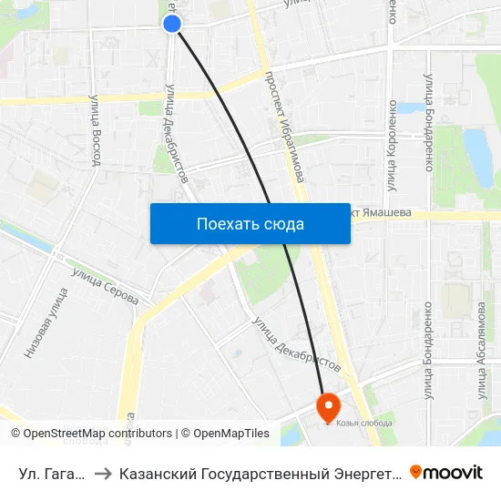 Ул. Гагарина-6 to Казанский Государственный Энергетический Университет map
