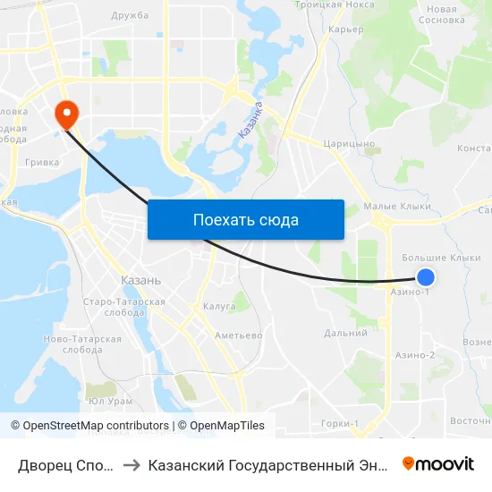 Дворец Спорта Ак Буре to Казанский Государственный Энергетический Университет map