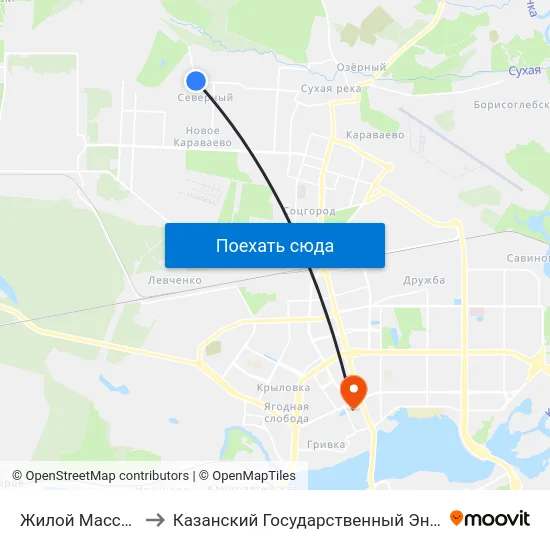 Жилой Массив Северный to Казанский Государственный Энергетический Университет map